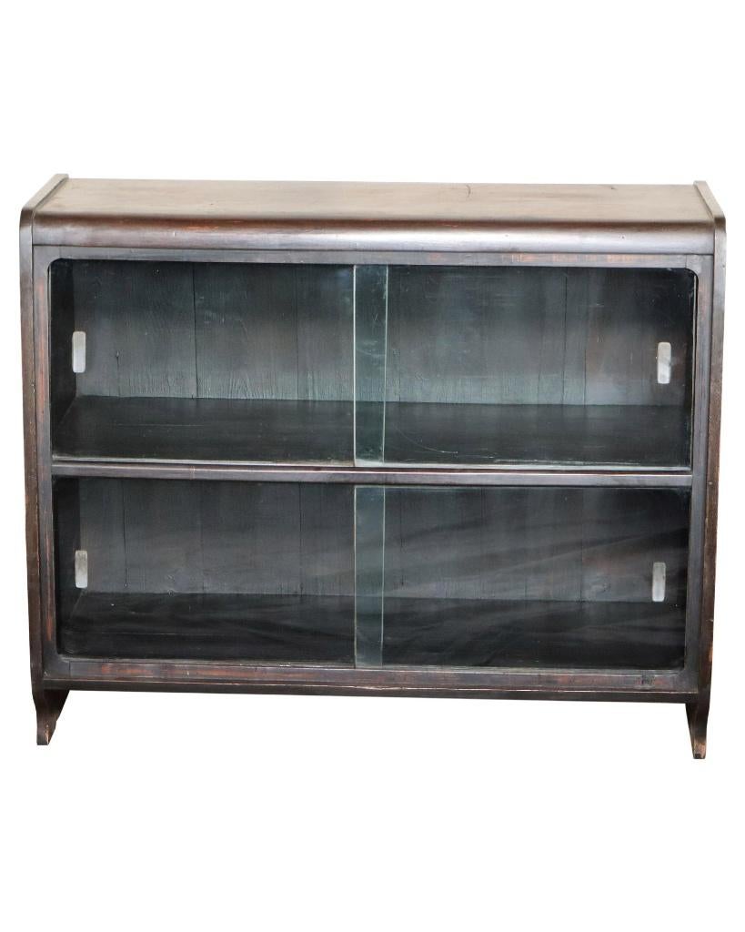 Lage vitrinekast met glazen schuifdeuren, Ophalen of Verzenden