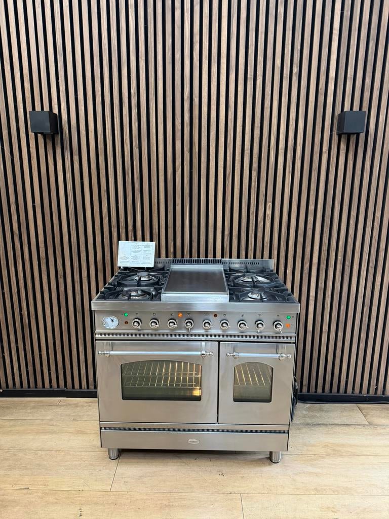 Mooie rvs Boretti Fornuis + Fry-top 90 cm (Gratis bezorgen), 5258sh, Ophalen of Verzenden, Zo goed als nieuw, Energieklasse A of zuiniger