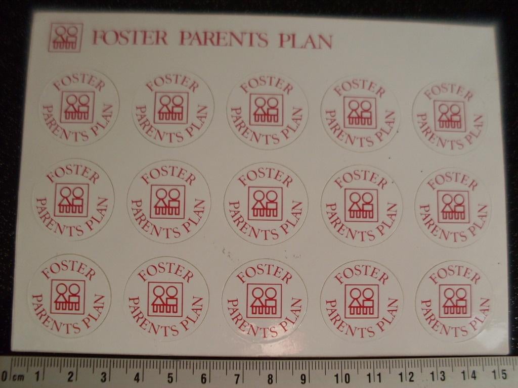 30x sticker foster parents plan logo, Verzamelen, Ophalen of Verzenden, Zo goed als nieuw, Bedrijf of Vereniging