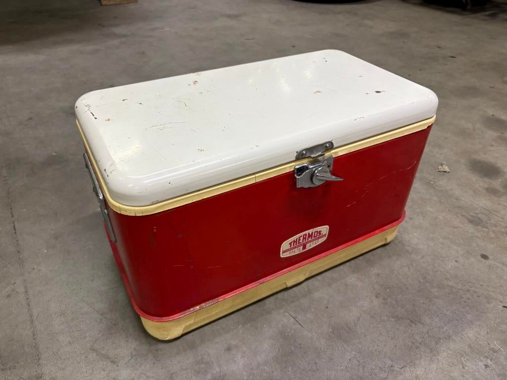 Vintage 60s Thermos cooler koelbox koeler camping retro, Caravans en Kamperen, Koelboxen, Gebruikt, Koelbox, Koelelement, Ophalen of Verzenden
