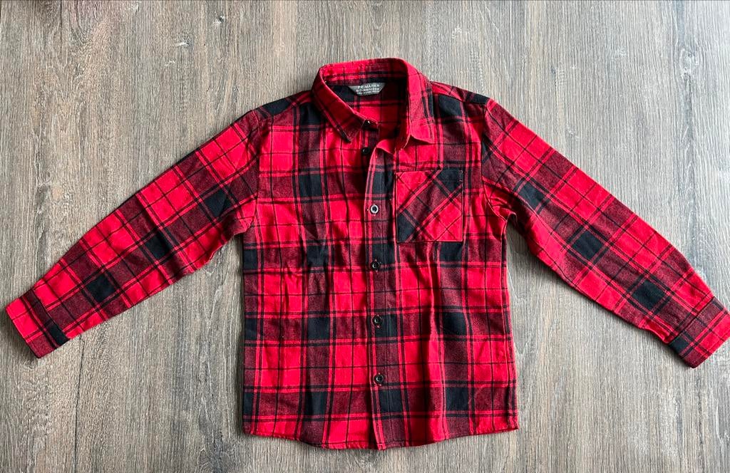 Primark Houthakkers Blouse - Zwart Rood - Nieuwstaat, Kinderen en Baby's, Ophalen of Verzenden, Nieuw, Jongen, Overhemd of Blouse