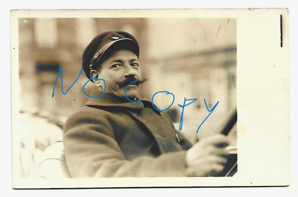 chauffeur met snor auto coureur fotokaart 1913, Ophalen of Verzenden, Voor 1920, Gelopen, Voertuig