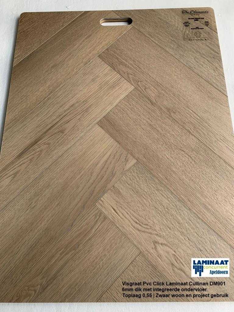 Visgraat Pvc Click Laminaat 6mm dik 10 X Kleur + ondervloer, 75 m² of meer, Grijs, Nieuw, Ophalen of Verzenden