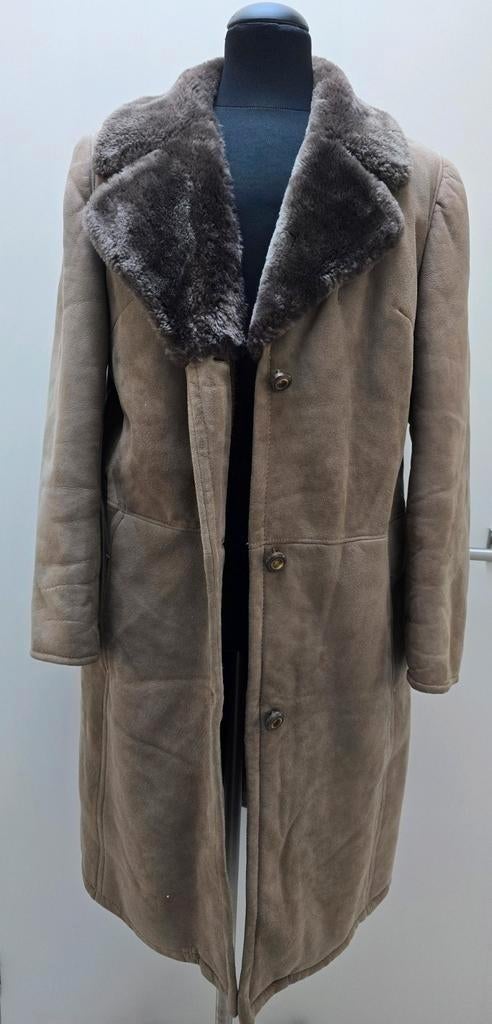 Vintage lammy coat mantel echt leer en lamsvacht mt. XL, Overige kleuren, Maat 46/48 (XL) of groter, Ophalen of Verzenden, Ledermann