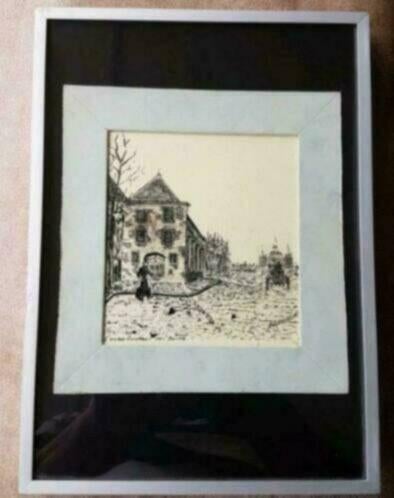 Tekening a. Grevelt den bosch oude vismarkt visstraat, Antiek en Kunst, Kunst | Tekeningen en Foto's, Ophalen