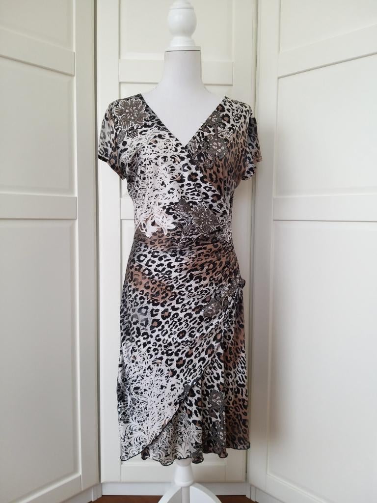 Joseph Ribkoff stretchy panter leopard jurk, maat 38 M, Maat 38/40 (M), Wit, Joseph Ribkoff, Ophalen of Verzenden