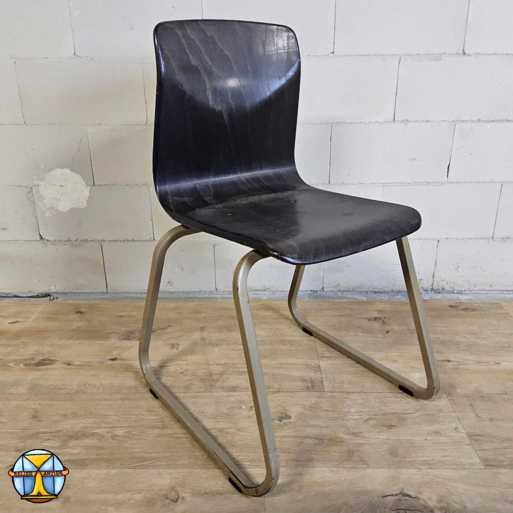 Vintage Galvanitas S23 Elmar Flötotto kinder bureau stoel, Huis en Inrichting, Stoelen, Gebruikt, Eén, Hout, Metaal, Zwart, Ophalen of Verzenden
