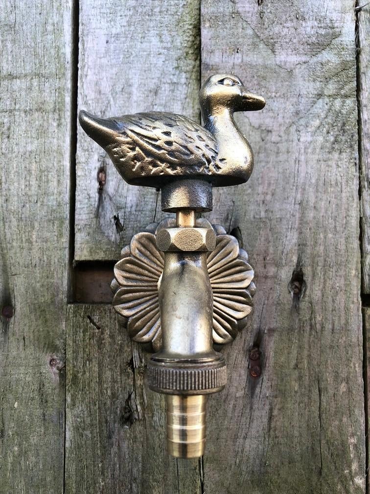 Waterkraan met eend voor tuin fonteinen, messing, mooi!, Tuin en Terras, Buitenkranen, Ophalen of Verzenden