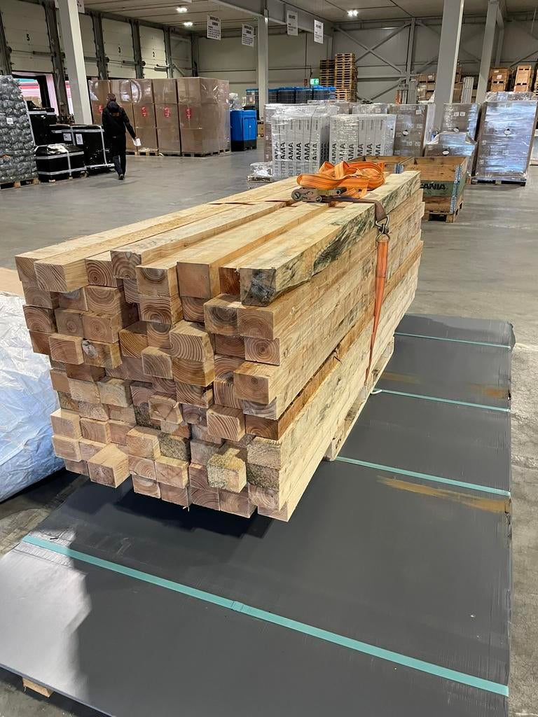 Houten balken Vuren 7x10cm lengte ca 250cm pallet 80st, Ophalen, Zo goed als nieuw, 250 tot 300 cm, 50 mm of meer
