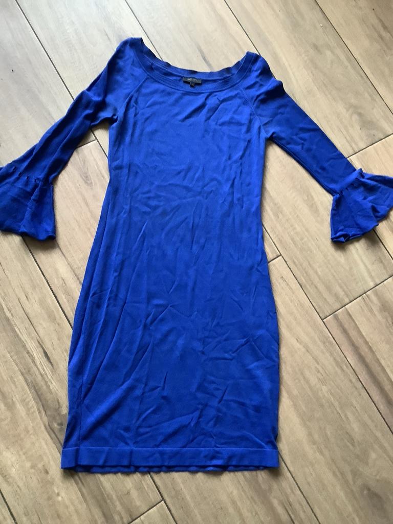 Blauwe jurk met lange mouwen Claudia Sträter- Maat 36, Blauw, Ophalen of Verzenden, Zo goed als nieuw, Maat 36 (S)