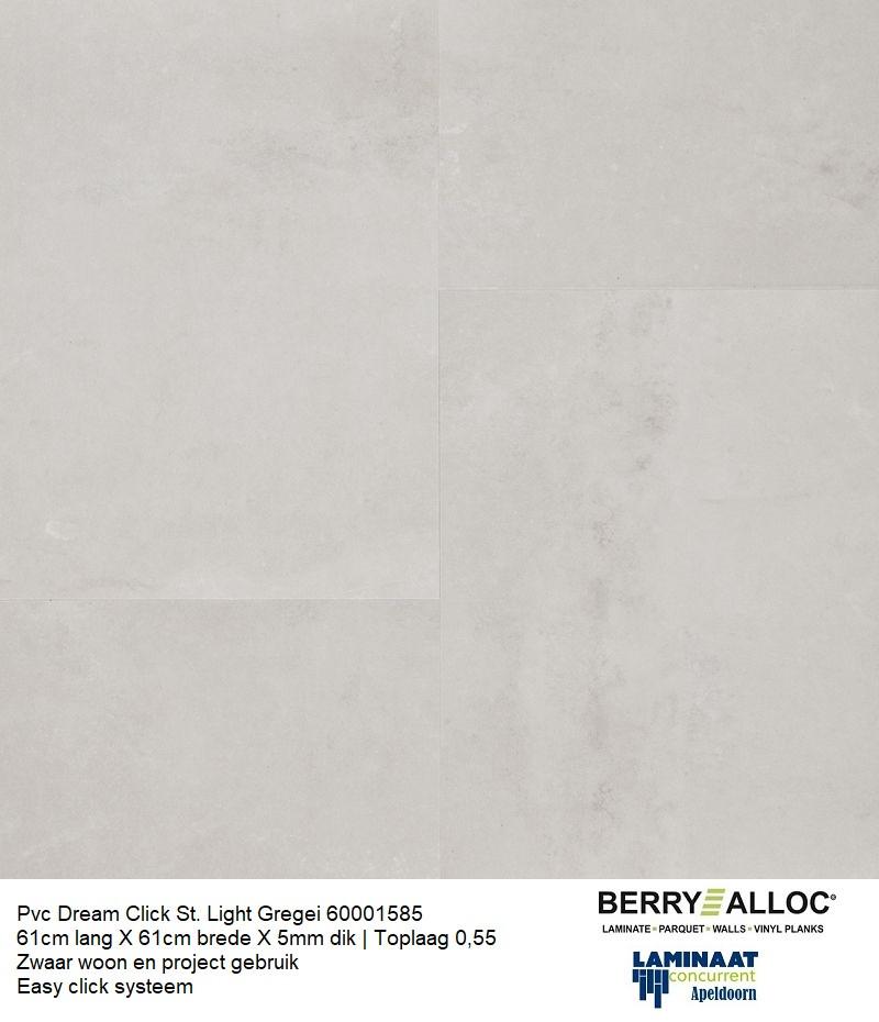 Pvc Dream Click St. Light Gregei 1585 61cm lang X 61cm brede, 75 m² of meer, Nieuw, Ophalen of Verzenden, Grijs