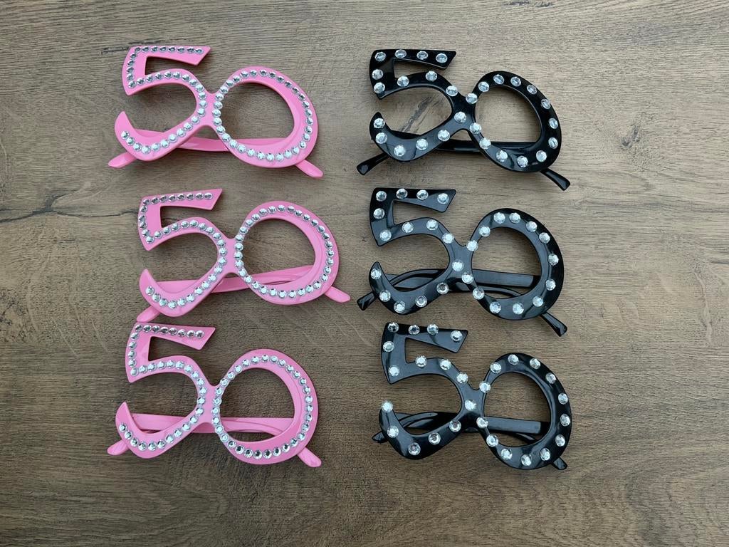 6 nieuwe zgan carnavals brillen zwart en roze zonder glas, Ophalen, Nieuw, Carnaval, Accessoires