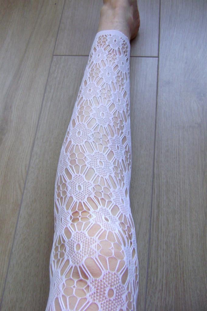 wit kant legging steampunk gothic lolita cosplay punk rock, Legging, Maat 36/38 (S), Verzenden, Wit