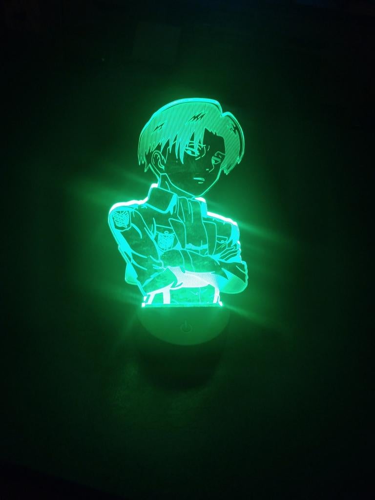 Attack on Titan Levi 3D LED Lamp - 7 Kleuren, Kunststof, Zo goed als nieuw, Minder dan 100 cm, Anime
