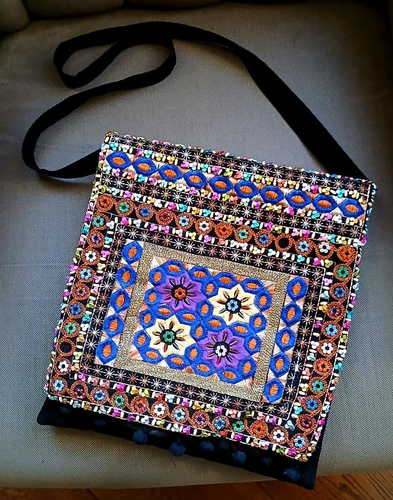 Vintage kleurrijke tas - boho - hippie - bohemian- bohémian, Ophalen of Verzenden, Gebruikt, Overige kleuren