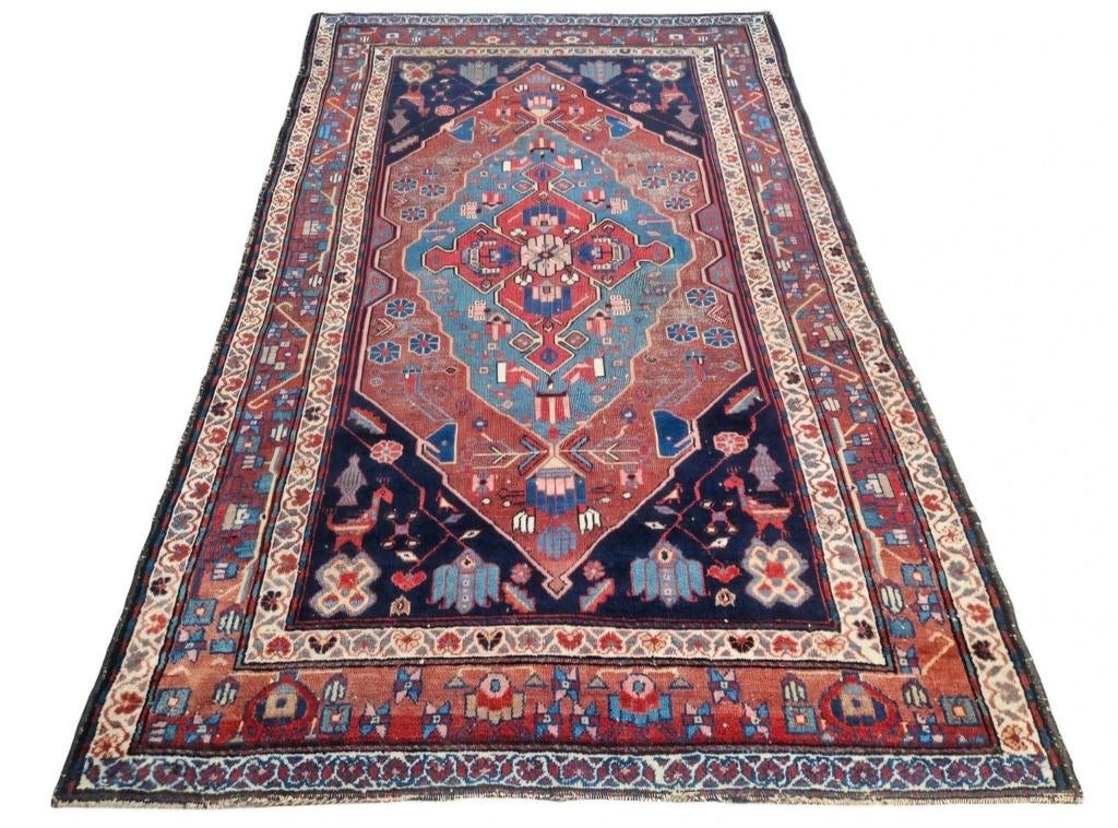 Handgeknoopt Perzisch wol vintage Afshar tapijt 128x204cm, Huis en Inrichting, Stoffering | Tapijten en Kleden, Gebruikt, 100 tot 150 cm