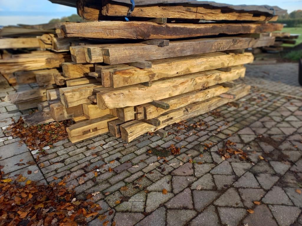 Te koop mooie oude eiken gebinten, Balken  en planken, Ophalen of Verzenden, Gebruikt, Eiken, Balk