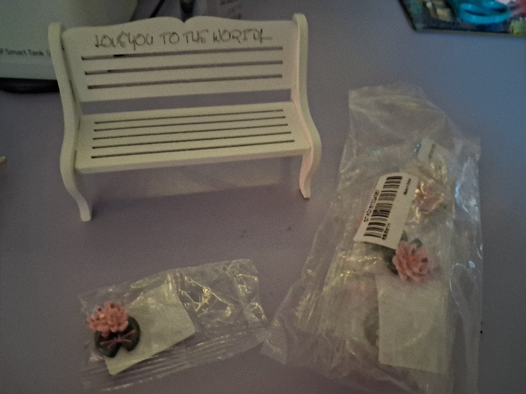Miniatuur bank en waterlelies voor crea, Ophalen of Verzenden, Nieuw