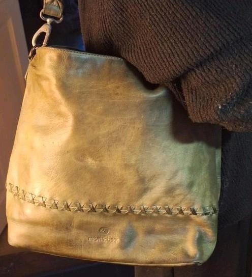 Groene leren micmac bags tas, Sieraden, Tassen en Uiterlijk, Tassen | Schoudertassen, Overige merken, Gebruikt, Ophalen of Verzenden