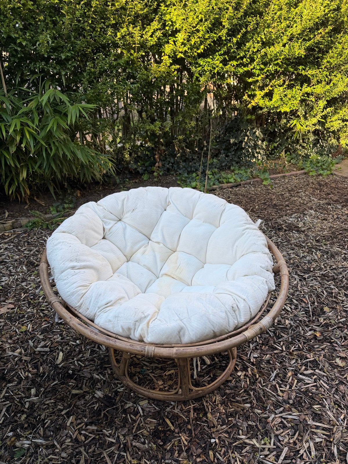 Rotan loungestoel Papasan - naturel - ø100x80 cm, Gebruikt, Overige kleuren, Riet of Rotan, Ophalen of Verzenden