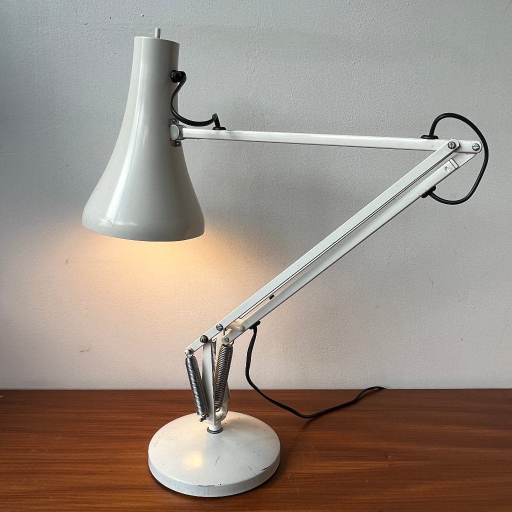 Anglepoise model 90 wit door Herbert Terry & Sons, Huis en Inrichting, Lampen | Tafellampen, Gebruikt, Ophalen of Verzenden, Overige materialen