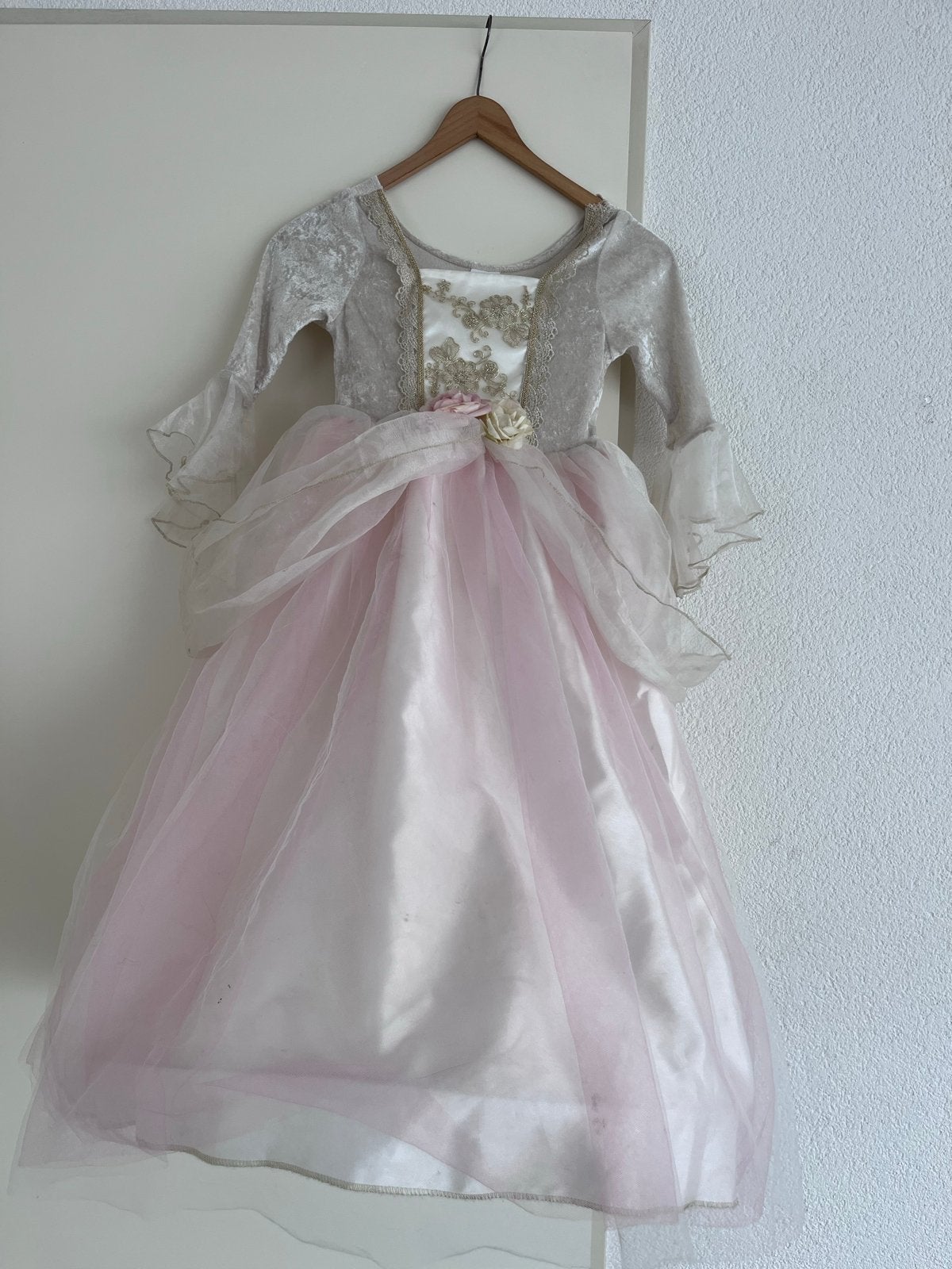 Prinsessenjurk Roze/Zilver - Maat 7-8 jaar, Kinderen en Baby's, Carnavalskleding en Verkleedspullen, Ophalen of Verzenden, Zo goed als nieuw