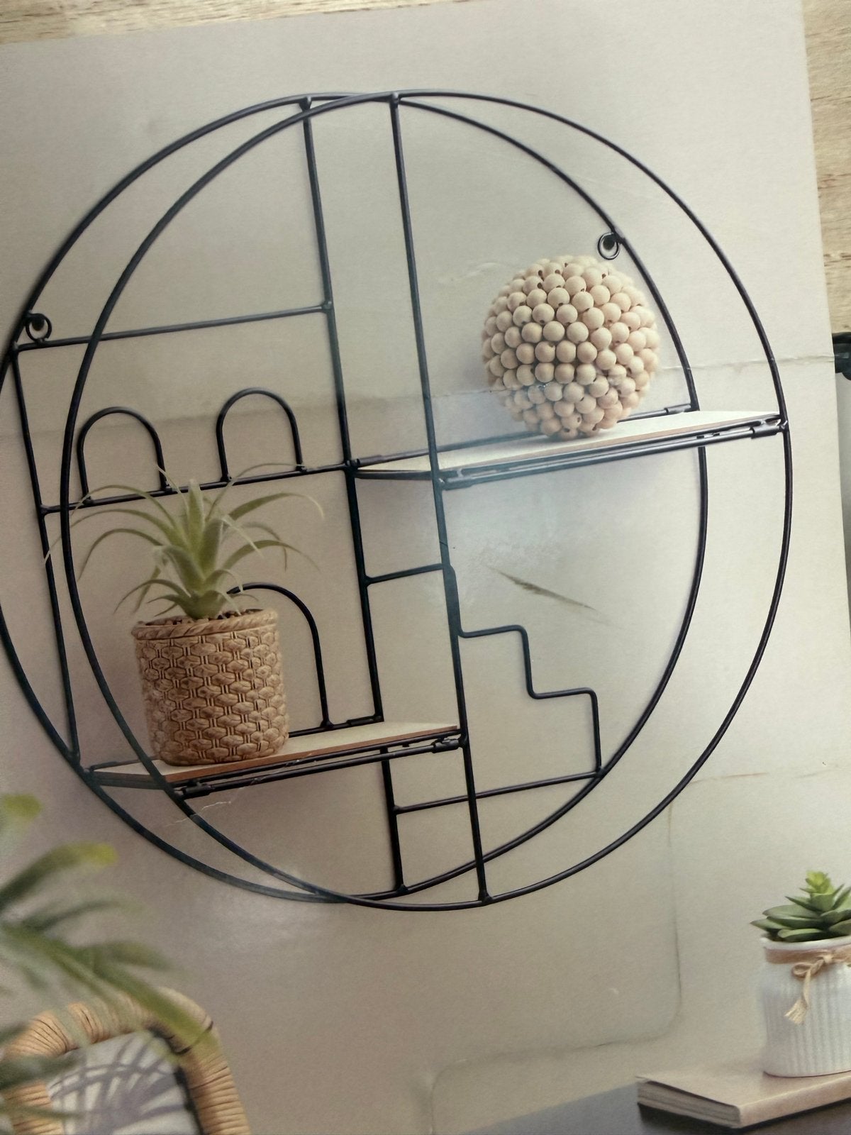 Rond wandrek met planken - Zwart metaal en hout, Ophalen, Zwart, Nieuw, Metaal