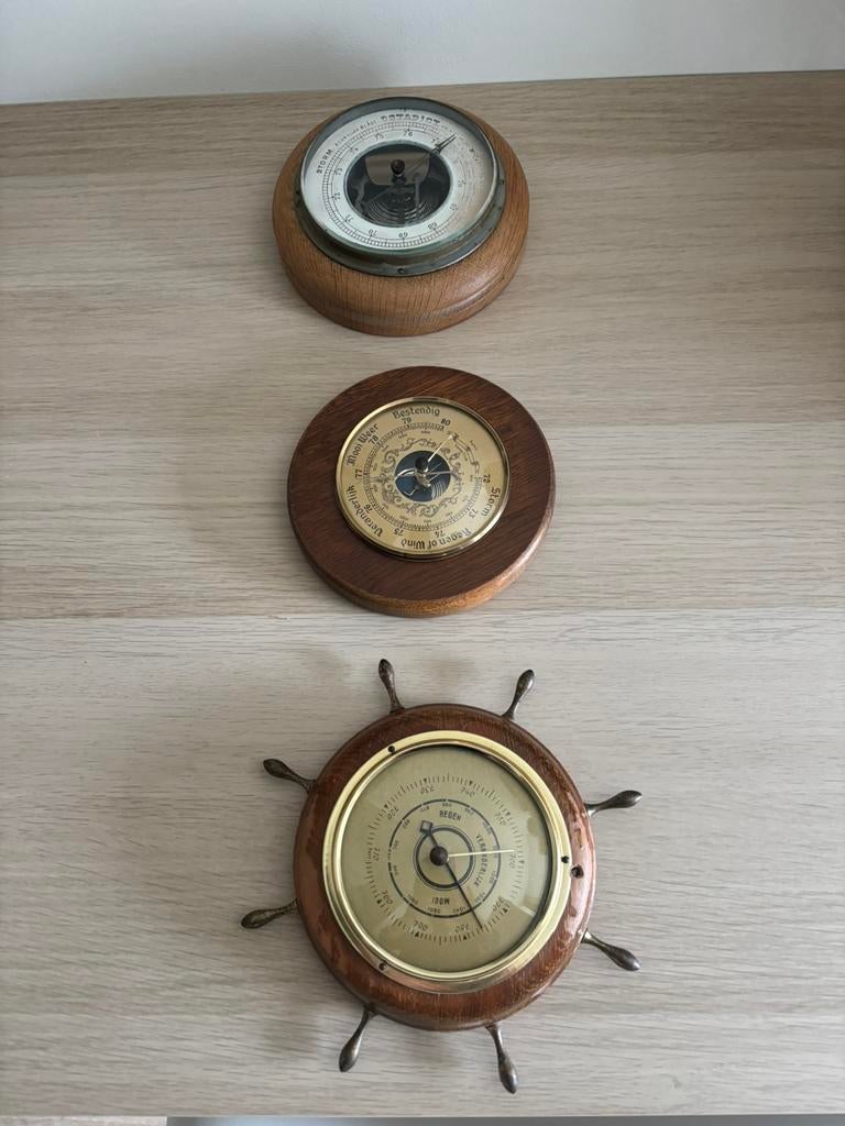 3 vintage barometers, Audio, Tv en Foto, Weerstations en Barometers, Ophalen of Verzenden, Zo goed als nieuw