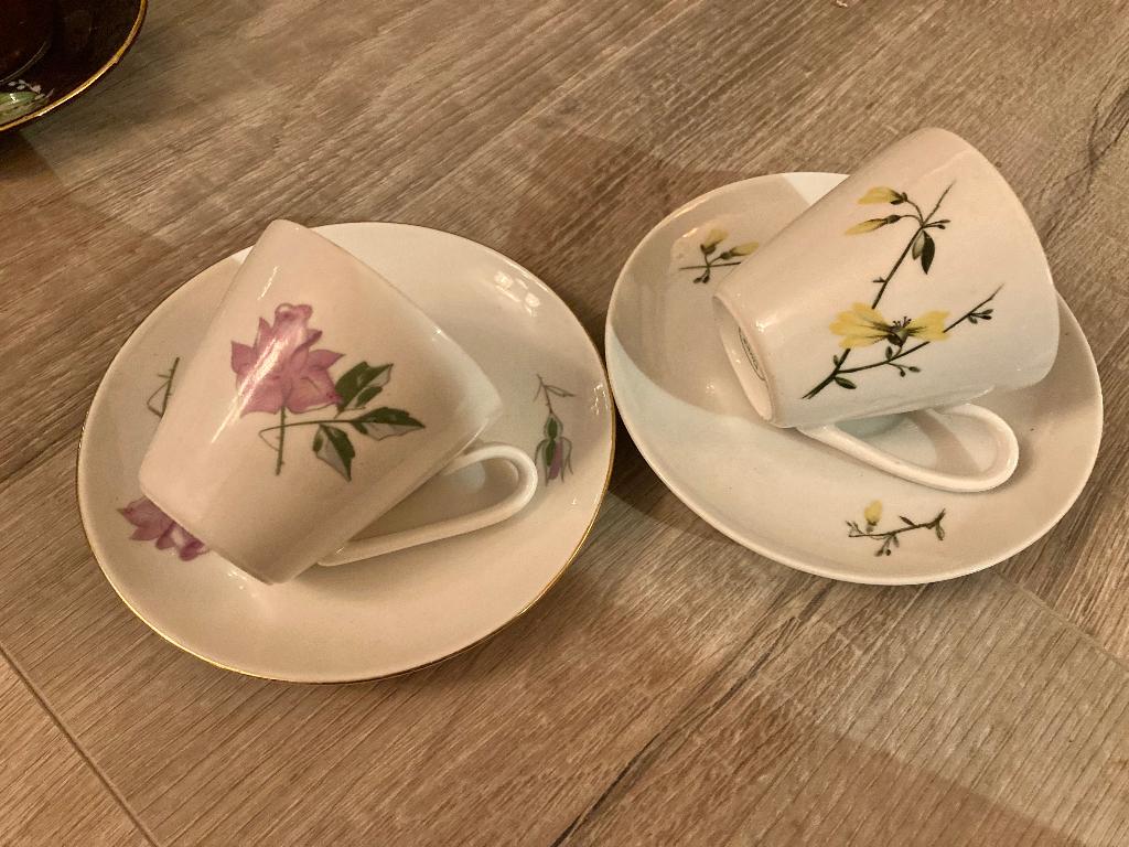 Vintage antieke Kahla kop en schotels porselein kopjes boho, Ophalen of Verzenden
