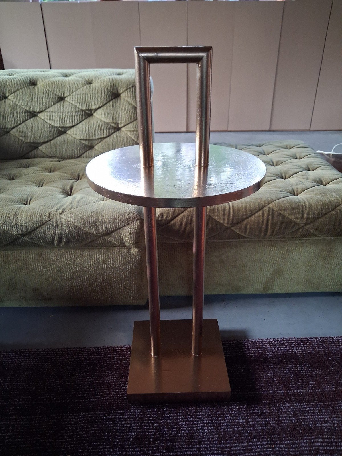 Bijzettafel rond uniek tafeltje design goud, Huis en Inrichting, Ophalen of Verzenden, Gebruikt