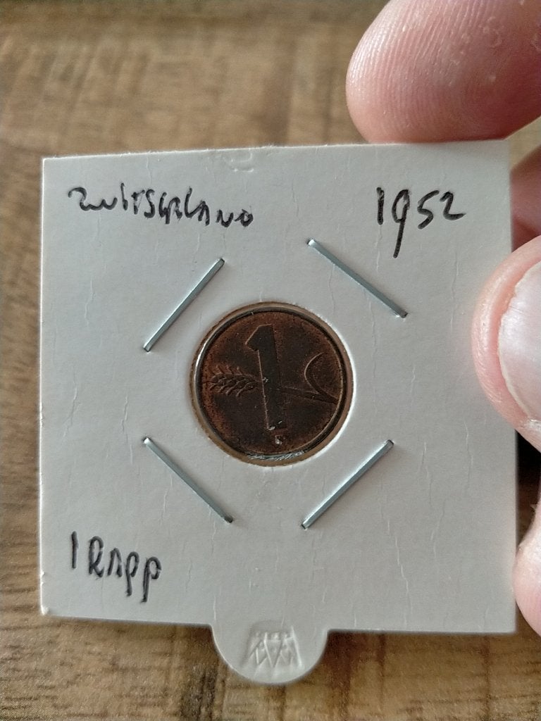 Zwitserland 1 Rappen 1952, Postzegels en Munten, Munten | Europa | Niet-Euromunten, Verzenden, Overige landen, Losse munt