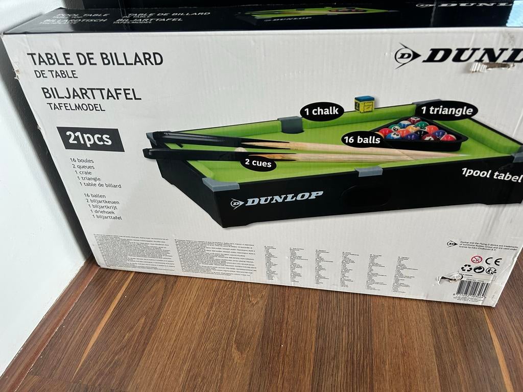 Dunlop Tafelmodel Biljarttafel - 21-delige Set, Sport en Fitness, Ophalen of Verzenden, Nieuw, Biljarttafel