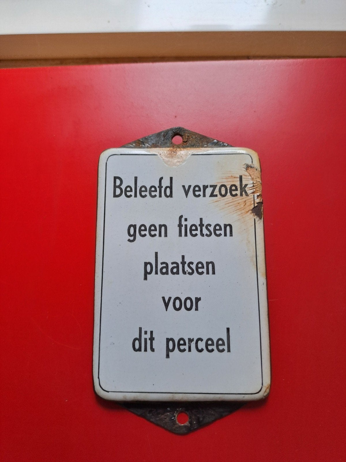 oud emaille deurpostje, Verzenden, Gebruikt, Reclamebord