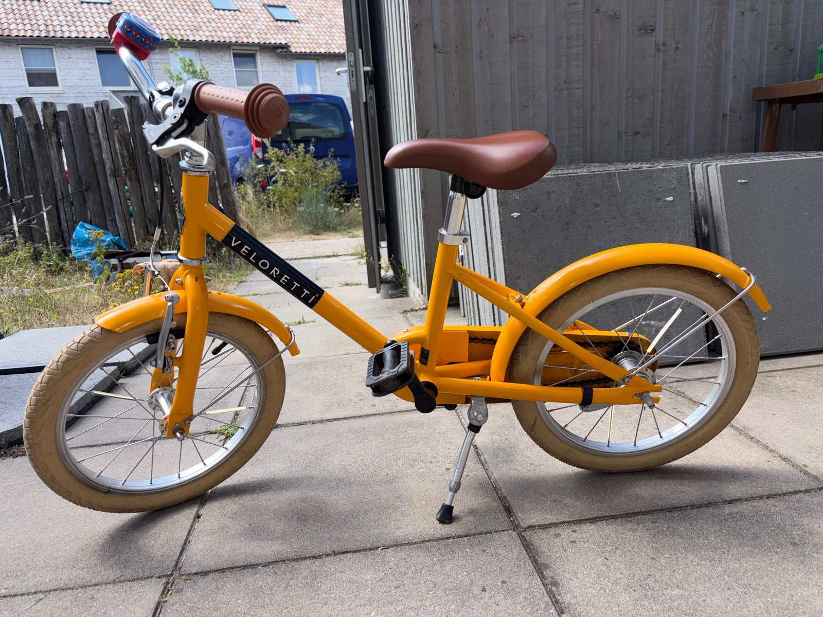 Veloretti Kinderfiets 16 inch - Geel met zijwieltjes, Ophalen, Zijwieltjes, Velgrem, 16 tot 20 inch