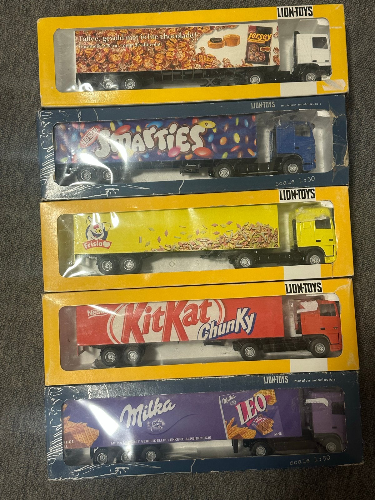 Lion-Toys Reclame Vrachtwagens (5 stuks), Hobby en Vrije tijd, Modelauto's | 1:50, Ophalen of Verzenden, Zo goed als nieuw