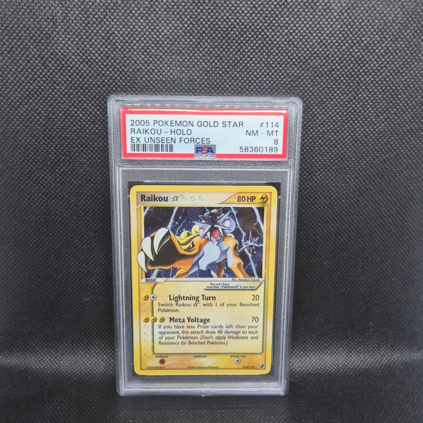 Raikou Holo Ex Unseen Forces Gold Star PSA 8, Ophalen of Verzenden, Zo goed als nieuw