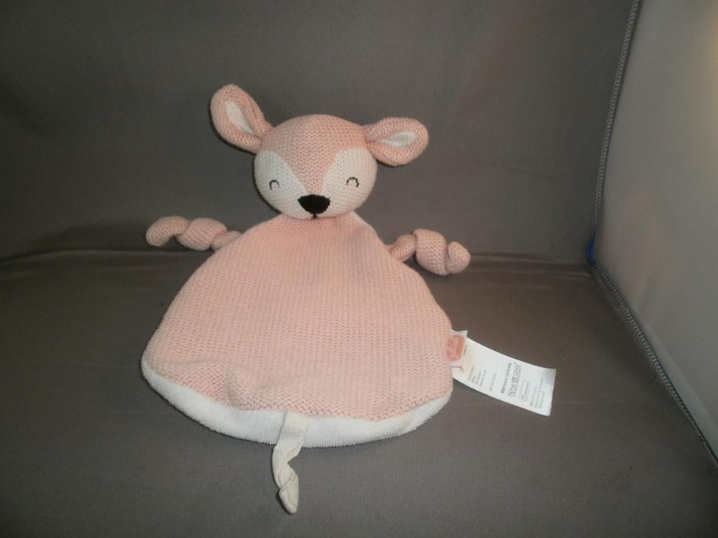 jollein vos doekje gehaakt/velours oudroze of grijs wit25cm, Kinderen en Baby's, Speelgoed | Knuffels en Pluche, Overige merken