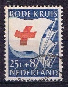 Nederland 1953 nrs. 611 Rode Kruis Vlaggen, Verzenden, Gestempeld, Overige thema's