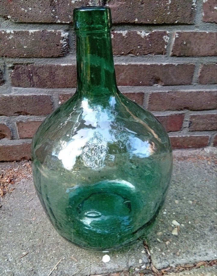 Vintage Grote Groene Gistfles - Decoratieve Glazen Fles, Ophalen