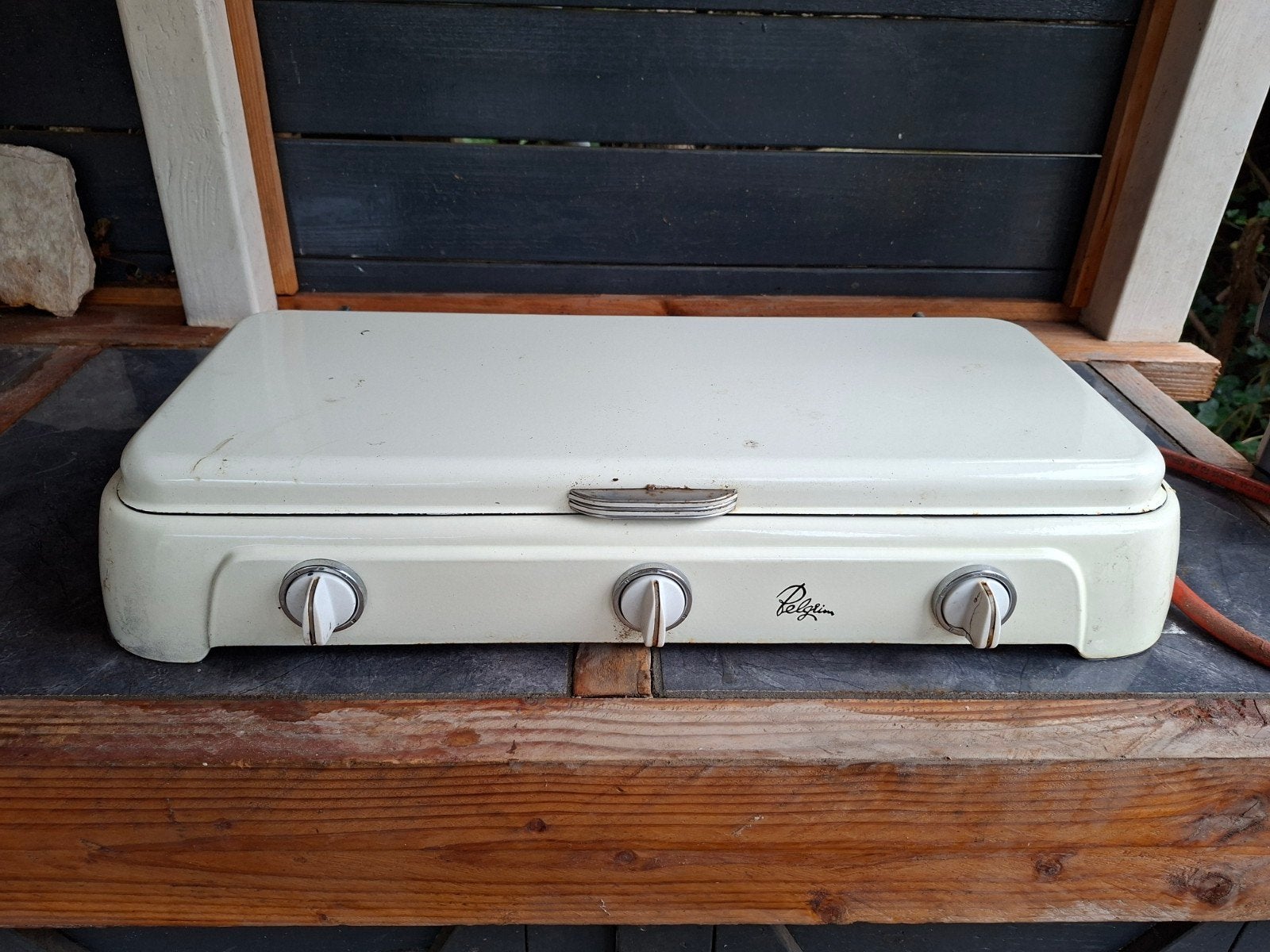 Vintage Pelgrim gasfornuis met 3 pitten, Gebruikt, Minder dan 85 cm, 60 cm of meer, 3 kookzones of minder