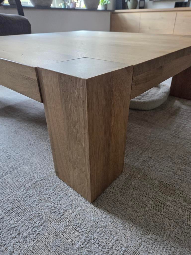 Zware blank eiken salontafel (Goossen Quint ), Ophalen, Gebruikt, 100 tot 150 cm, 50 tot 100 cm