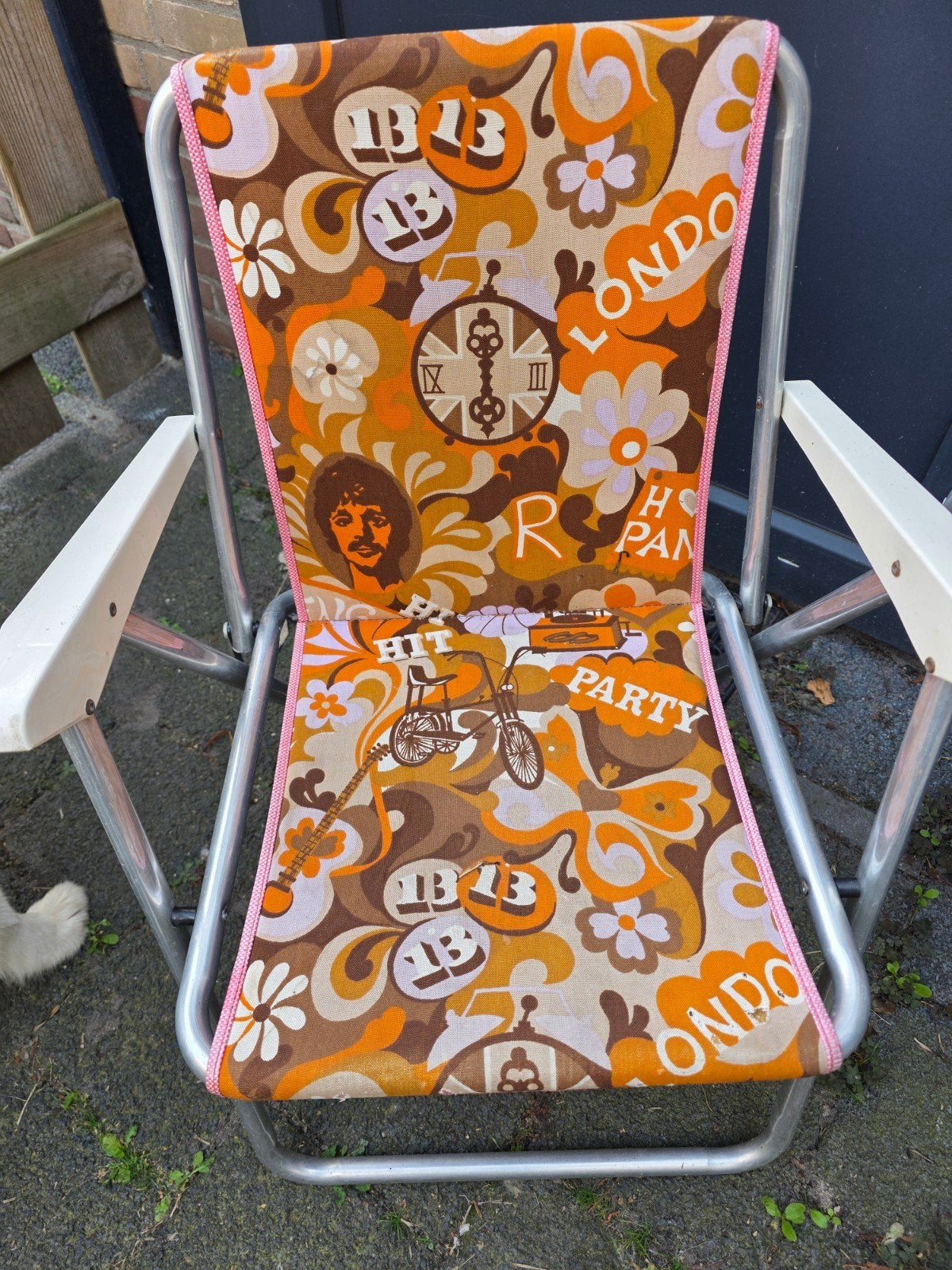 Vintage kinderstoel met retro print, Ophalen of Verzenden