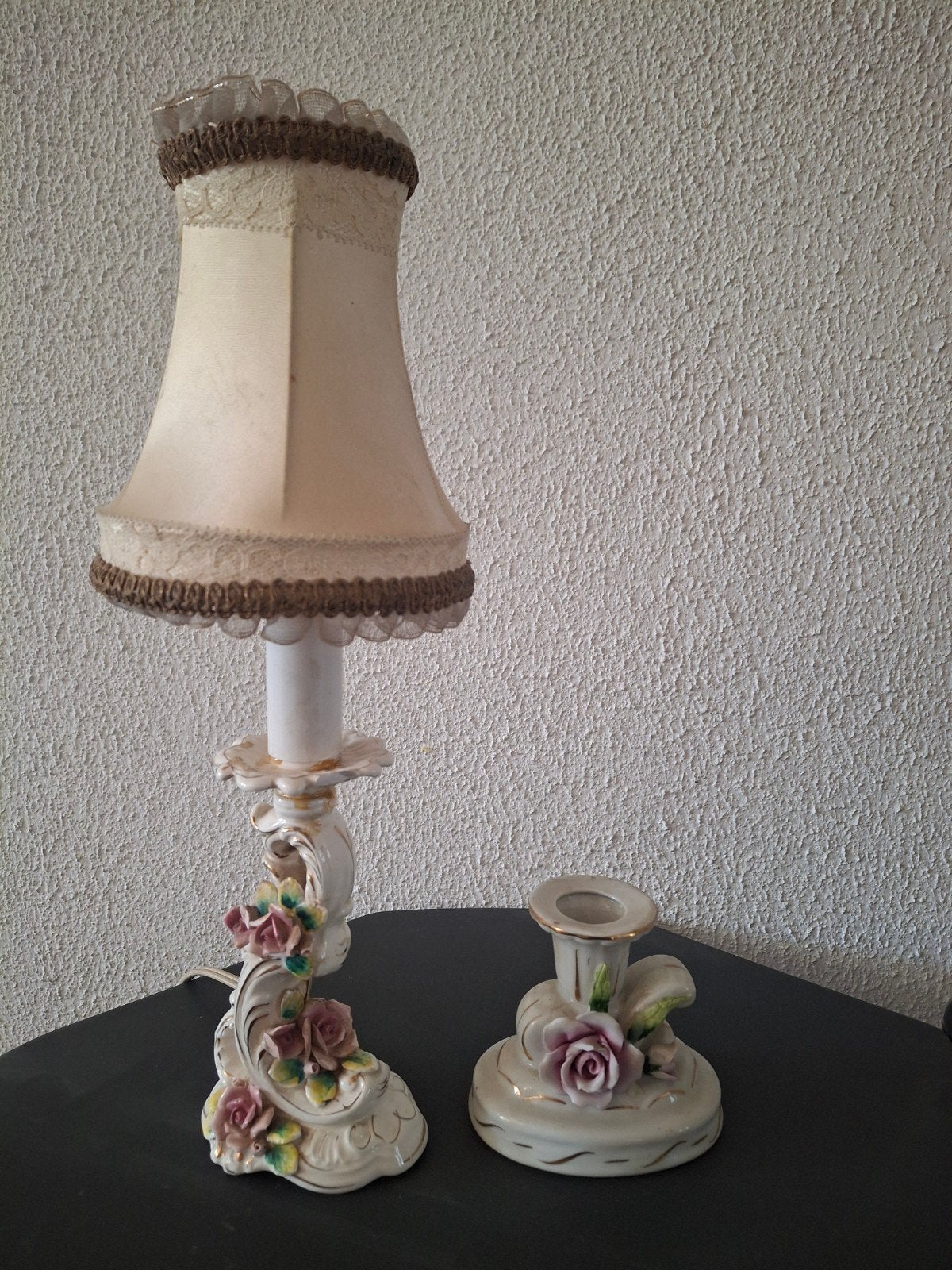 Italiaans lampje met kaarshoudertje, Ophalen of Verzenden