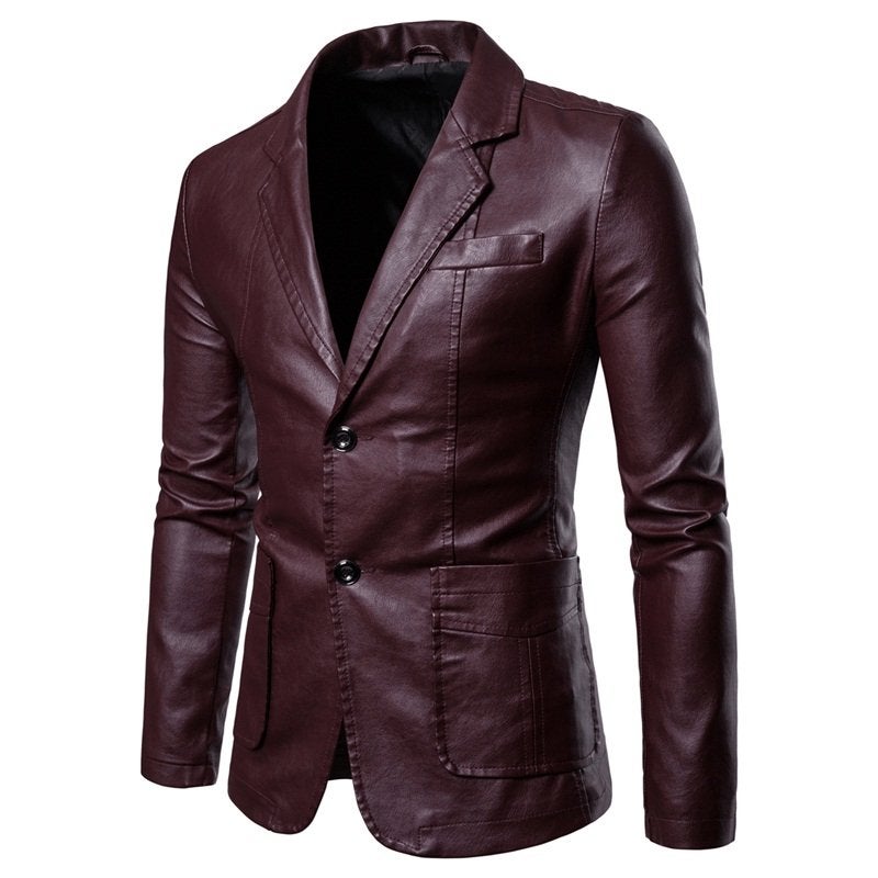 Wijnrood leren colbert (rode kunstleren heren blazer), Verzenden, Nieuw, Overige maten, Rood