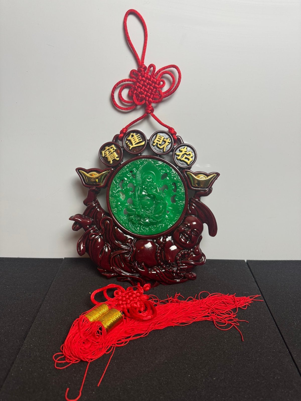 Chinese feng shui wanddecoratie — Boeddha jade look, Ophalen of Verzenden, Zo goed als nieuw, Groen