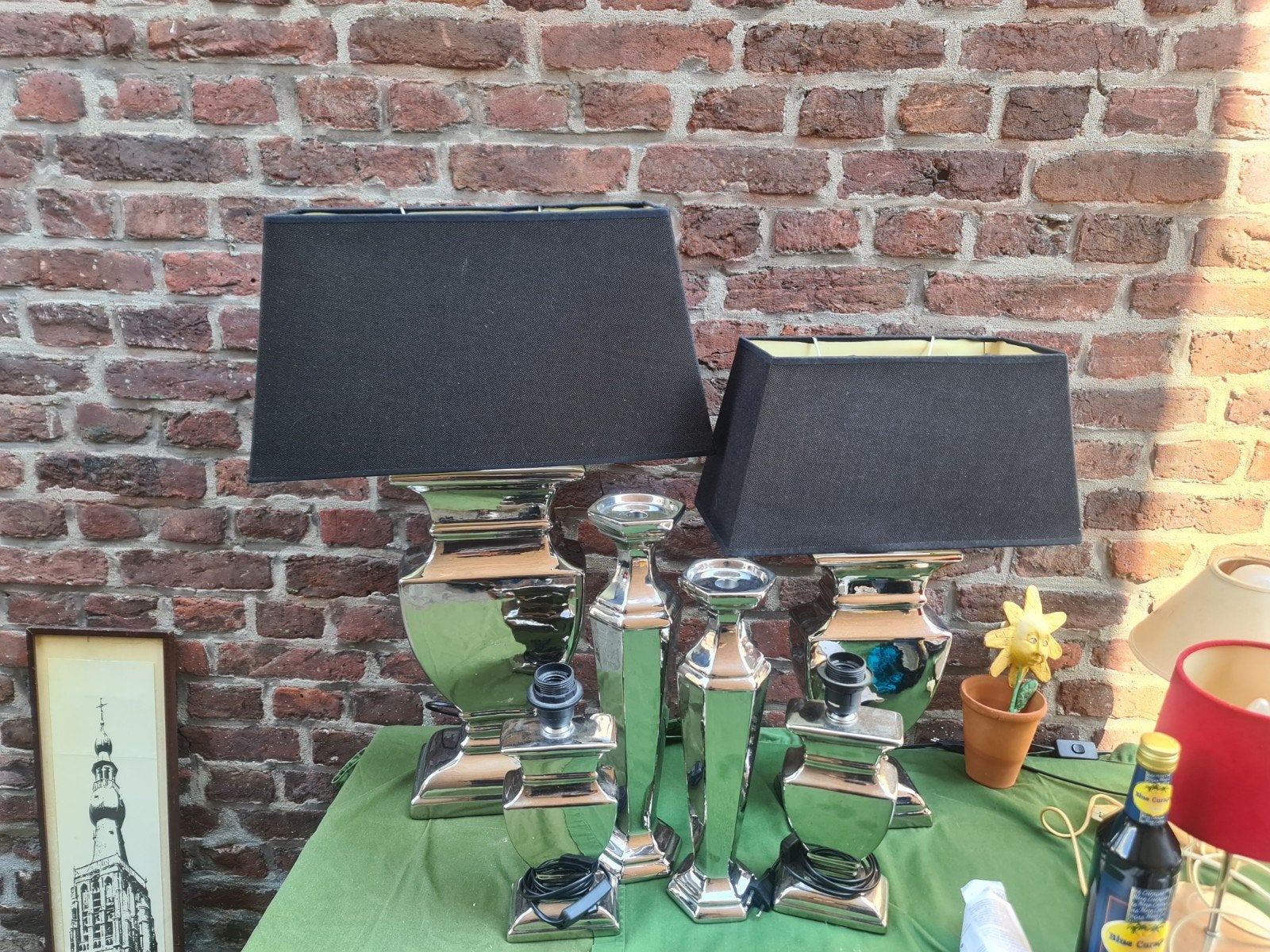 decor set bestaande oa uit 4 lampen, Ophalen of Verzenden, Zo goed als nieuw, Steen/keramiek, E27 (groot)
