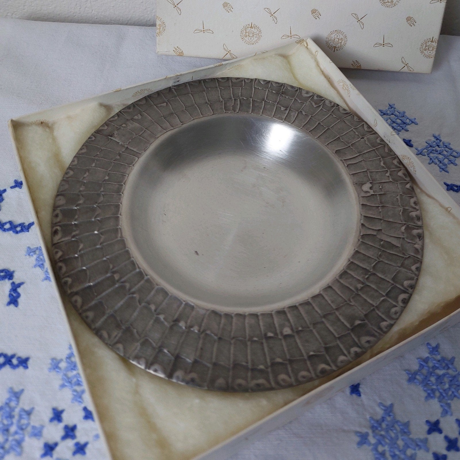 Jyde-kunst Real Pewter vintage tinnen bord schaaltje, Ophalen of Verzenden