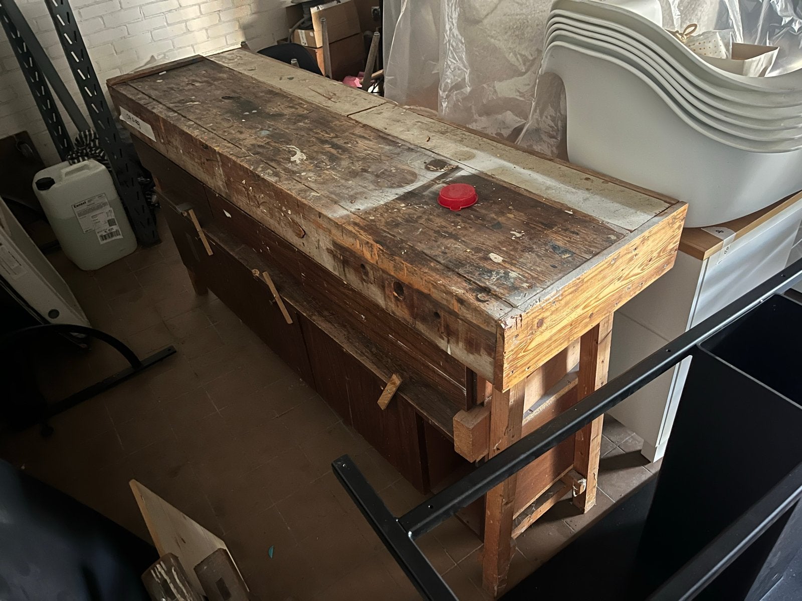 Robuuste Werkbank met Opbergruimte - 2.7m lang, 60cm diep, Ophalen, Gebruikt, 170 cm of meer