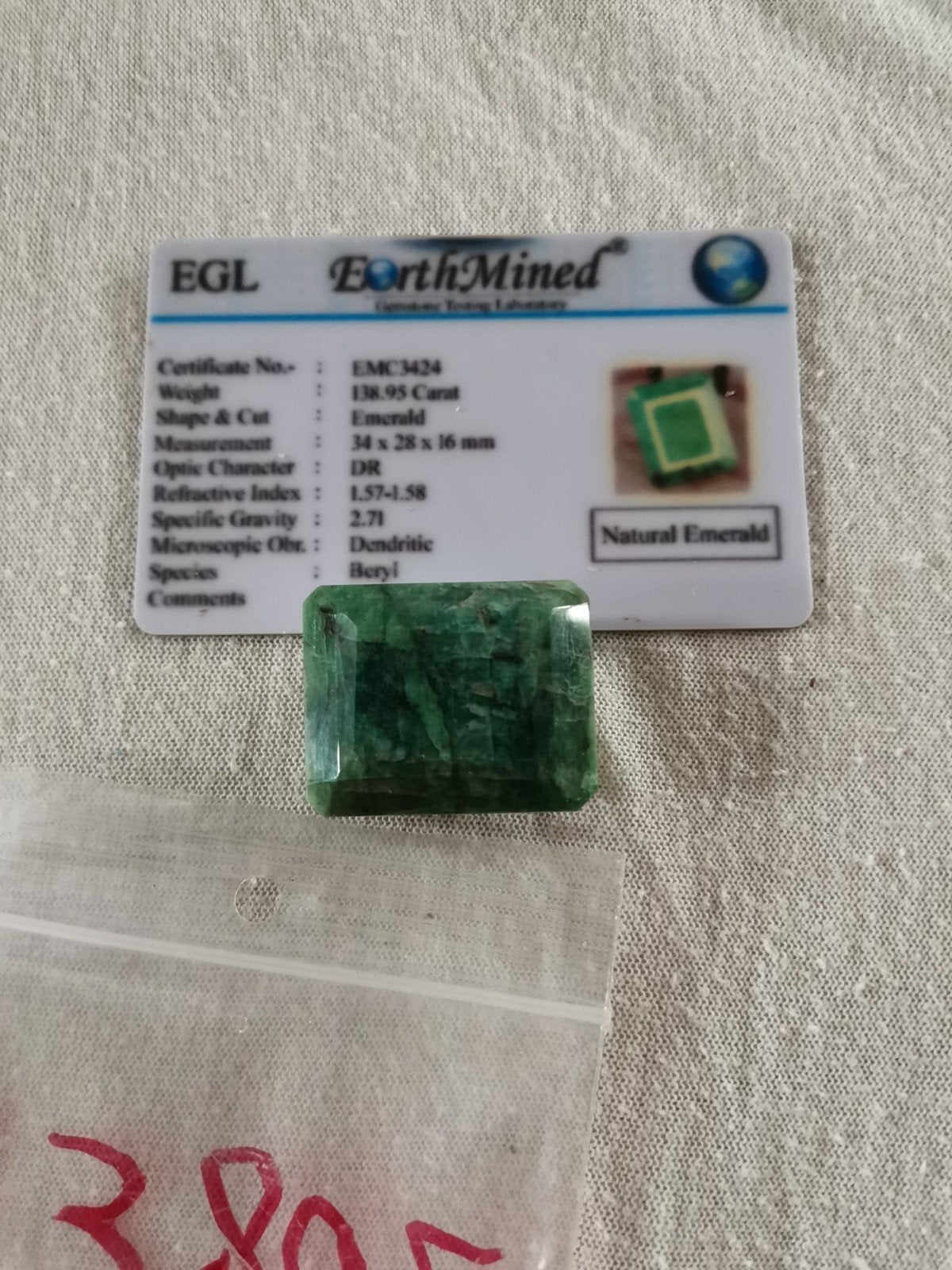 smaragd 139 ct, Ophalen of Verzenden
