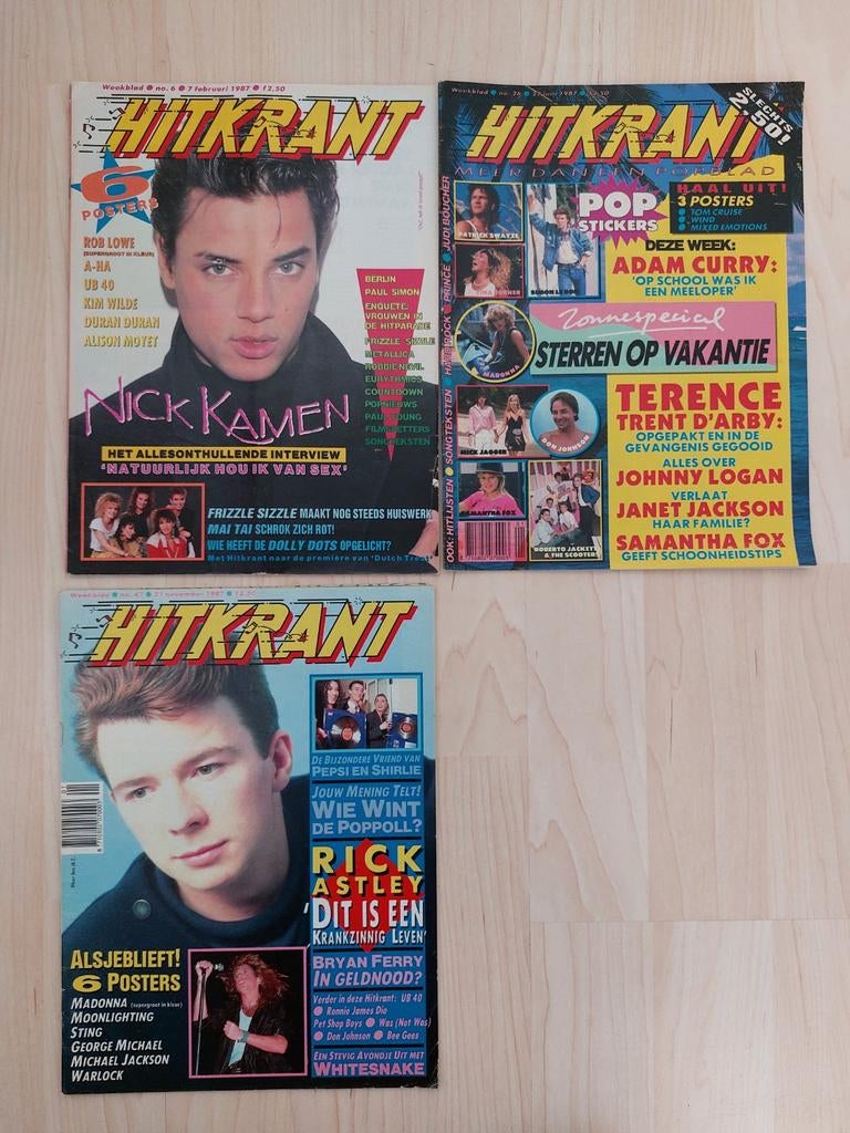 hitkrant 1987 met stickers 3 muziekbladen, Verzamelen, Tijdschriften, Kranten en Knipsels, Ophalen of Verzenden, 1980 tot heden